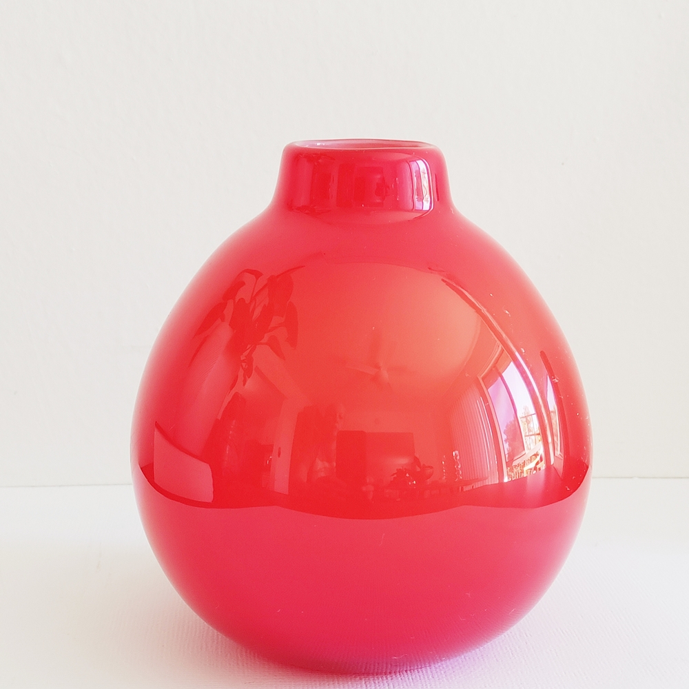 West Elm Red Glass Art Vase